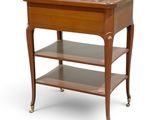 an image of a small wooden table with a glass top