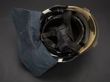 a helmet that is sitting on top of a bag