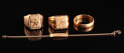 Réunion de bijoux en or jaune 18 carats (750 millième), comprenant une - Photo 1