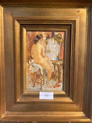 an image of a painting of a nude woman sitting on a chair