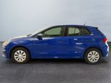 a blue car is parked in a garage with a gray floor