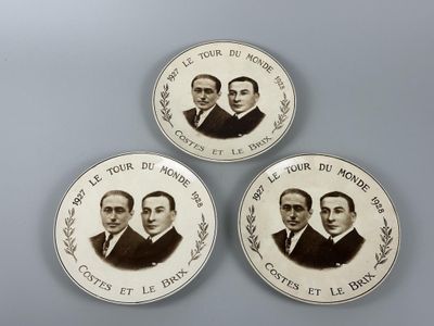 SARREGUEMINES. Ensemble de trois assiettes décoratives en fa…