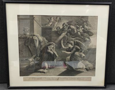 D'après Nicolas POUSSIN "L'Annonciation" Lithographie par G.