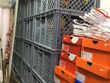 boxes and boxes are stacked on top of each other in a warehouse