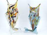 pair of muranoni glass vases on a white background