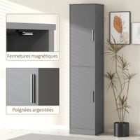 HOMCOM Meuble de salle de bain colonne avec 2 portes et 4 ét…
