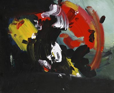 an image of a painting of a person riding a horse