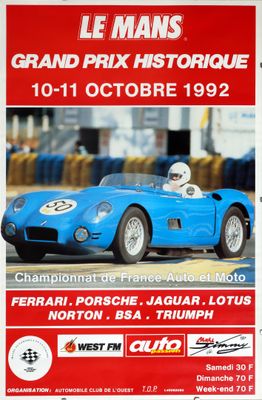 Le Mans 1992 : Affiche pour le grand prix historique du 10-1…