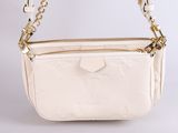 louis vuitton white monograme leather shoulder bag with chain strap