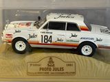 a model of a white car in a display case