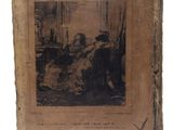 un vieux livre sur lequel figure la photo d'un homme et d'une femme assis sur un canapé