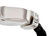 a close up of a wrist watch with a black strap