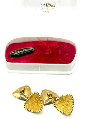 CANDIDA NAPOLI - Paire de boutons de manchette en or jaune 18K 750ml e - Photo 1