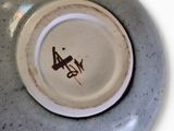 a close up of a plate with a design on it