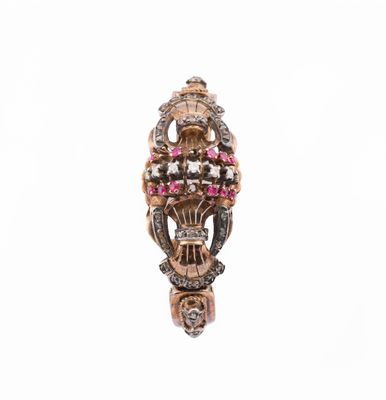 Bracelet rétro en rubis, diamants, or et argent, vers 1950 - Photo 1