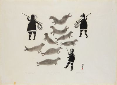une image représentant un dessin d'un homme et d'un chien poursuivant un chien
