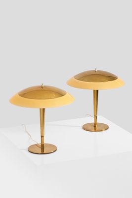 pair of brass table lamps, italy, 1950s