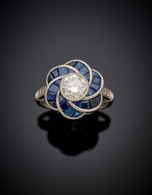bague art déco en diamant et saphir