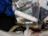 a bag full of items sitting on top of a table