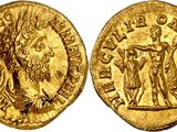 a gold coin with an image of a man and a woman on it