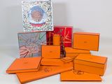 an image of a pile of orange boxes sitting on top of each other