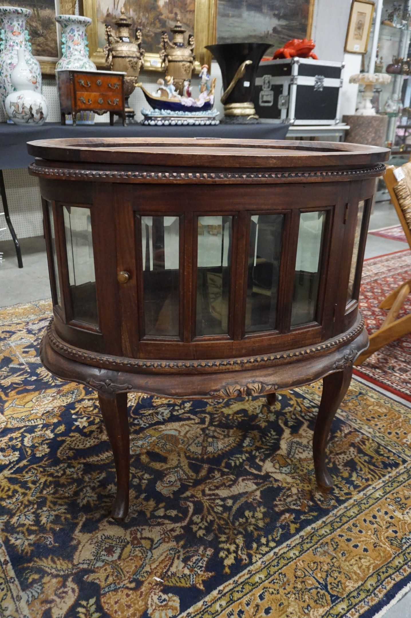 meuble bar ovale couleur acajou - avec 2 portes - avec plate…