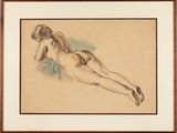 une image représentant le dessin d'une femme nue allongée sur le ventre