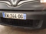 a black car with a blue license plate on the front of it