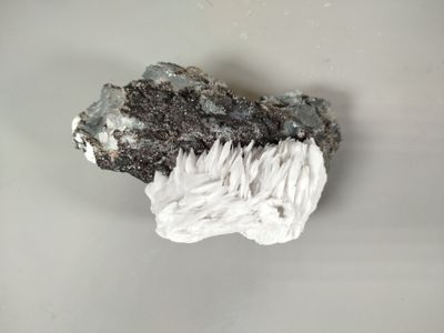 a piece of rock that has some kind of white substance on it