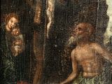 an image of a painting of a man on a cross in a cave