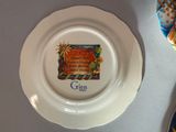 a plate with a picture on it sitting on a table