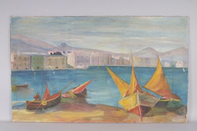 Ecole française du XXème s. : bord de mer.