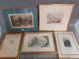three framed pictures of a man and a woman sitting on a bench