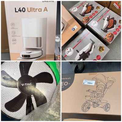 plusieurs photos de divers objets, notamment un ventilateur, une télécommande et d'autres objets
