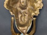 an image of a brass door knock with a cat on it ' s head