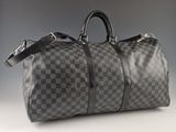 Sac Keepall Louis Vuitton Damier à motif damier gris