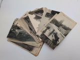 several old black and white photographs of people in a park