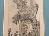 drawing of a tree with a castle in the middle of it