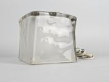 clear plastic purse with a chain on a white background