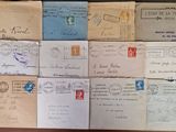 many old envelopes that are on a table