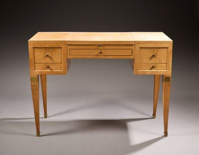 an image of a wooden desk with two drawers and a drawer