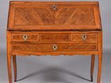 an antique writing desk with two drawers and two drawers