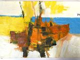 a painting of a man riding a horse on the beach