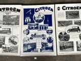 deux pages de brochures anciennes sur les voitures, avec des photos de voitures dessus