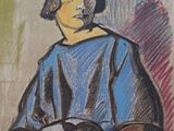 painting of a woman with a cat in her lap