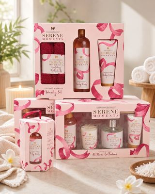 un lot composé de trois flacons de savon et d'une boîte de savon