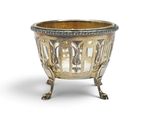 an image of a silver bowl on a stand on a white background