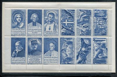 a stamp with a picture of a group of people on it
