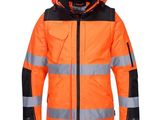 une veste orange et noire à capuche avec des bandes réfléchissantes, réfléchissantes, réfléchissantes, réfléchissantes, réfléchissantes, réfléchissantes, réfléchissantes, réfléchissantes, réfléchissantes, réfléchissantes, réfléchissantes, réfléchissantes, réfléchissantes