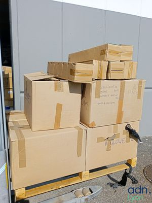 many boxes stacked on top of each other on a pallet